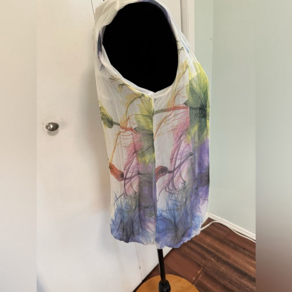 Silk Blend Sleeveless Gauzy Top Small - Picture 7 of 16